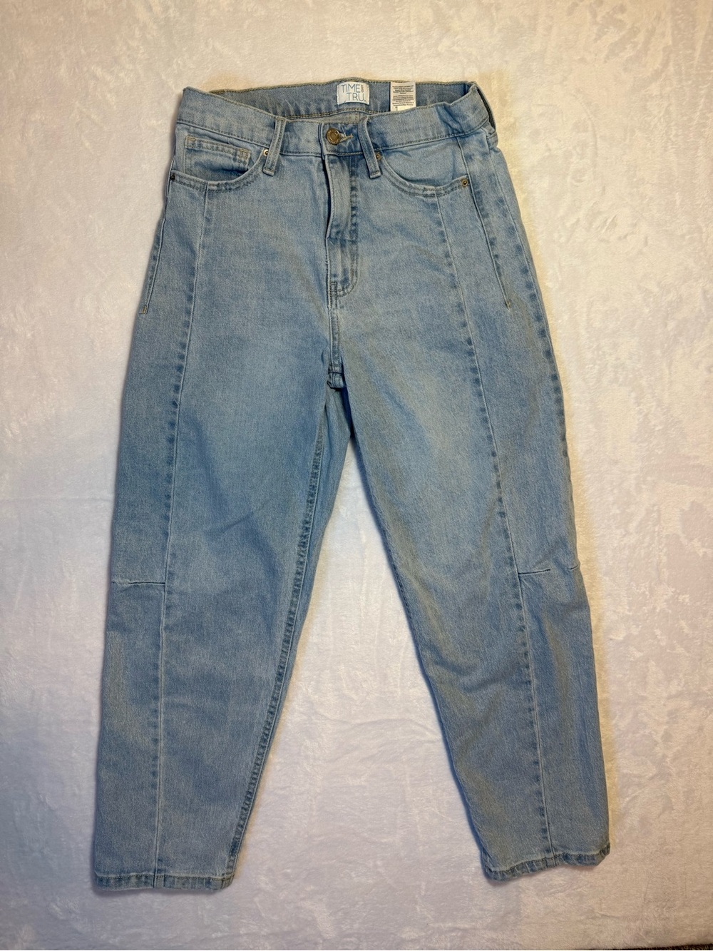 Time and Tru Vintage Wash Boyfriend Jeans - Light Blue Denim